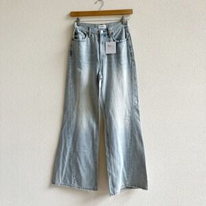 Pistola Ruby Jeans Womens 26 Blue NWT High Rise Wide Leg Distressed Cabana